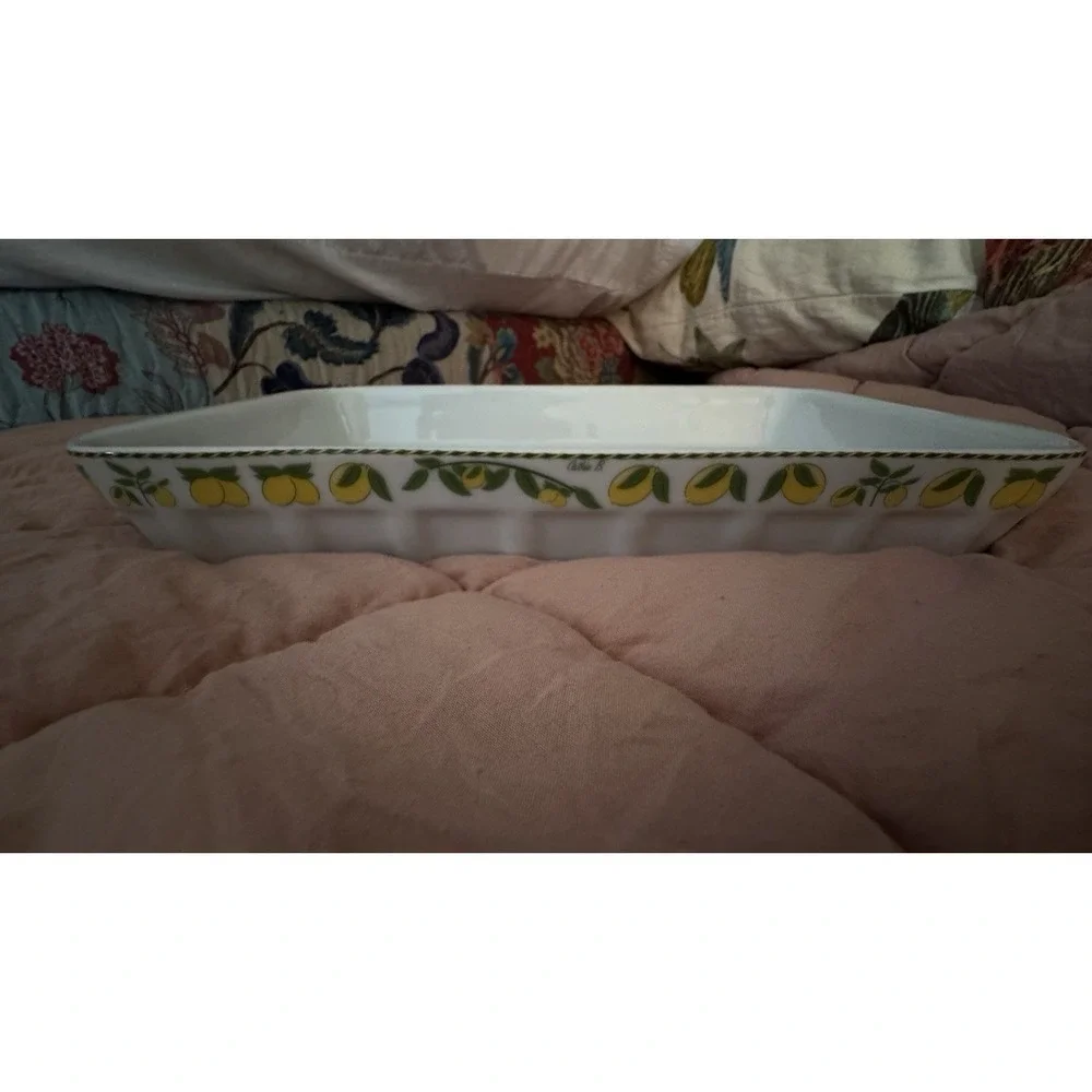 Vtg Porcelaine du Reussy France Lemon Baking Dish‎ Cathie B Citrus Rectangular